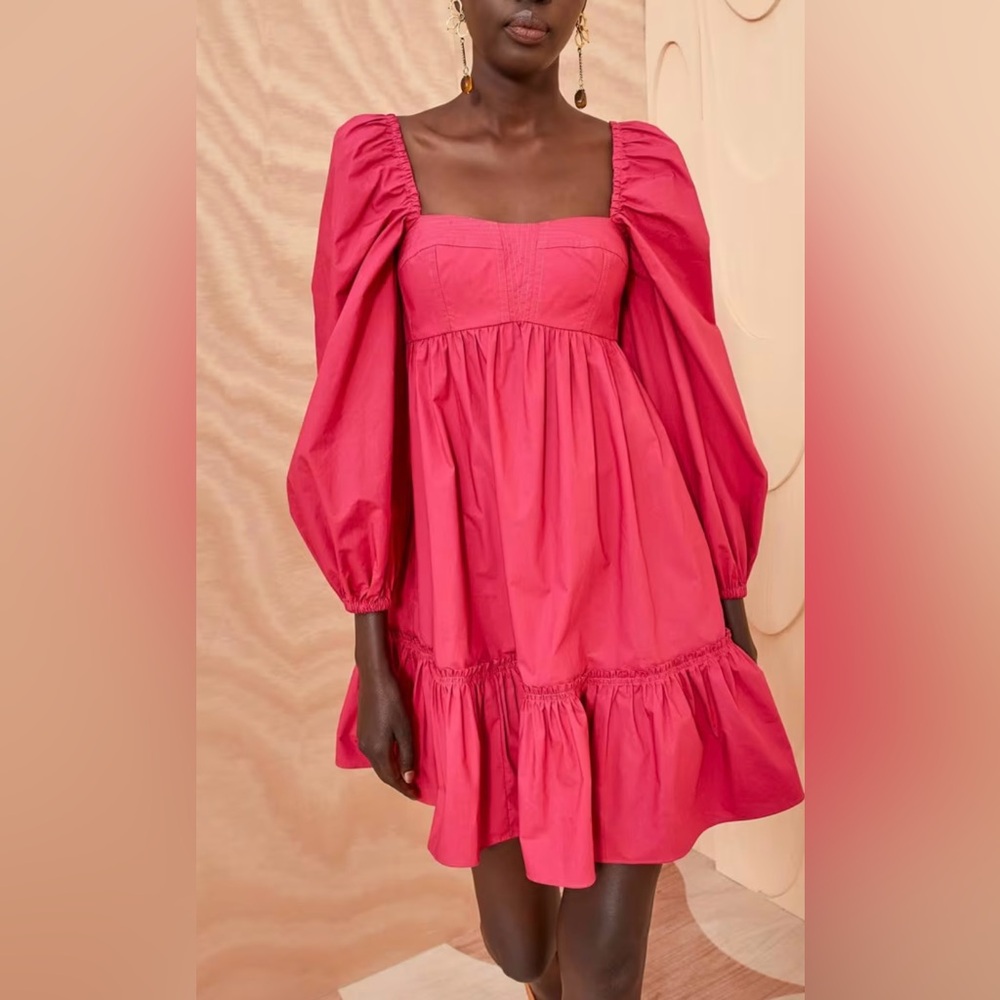 Ulla Johnson Pink Ruffled Tiered Mini Dress